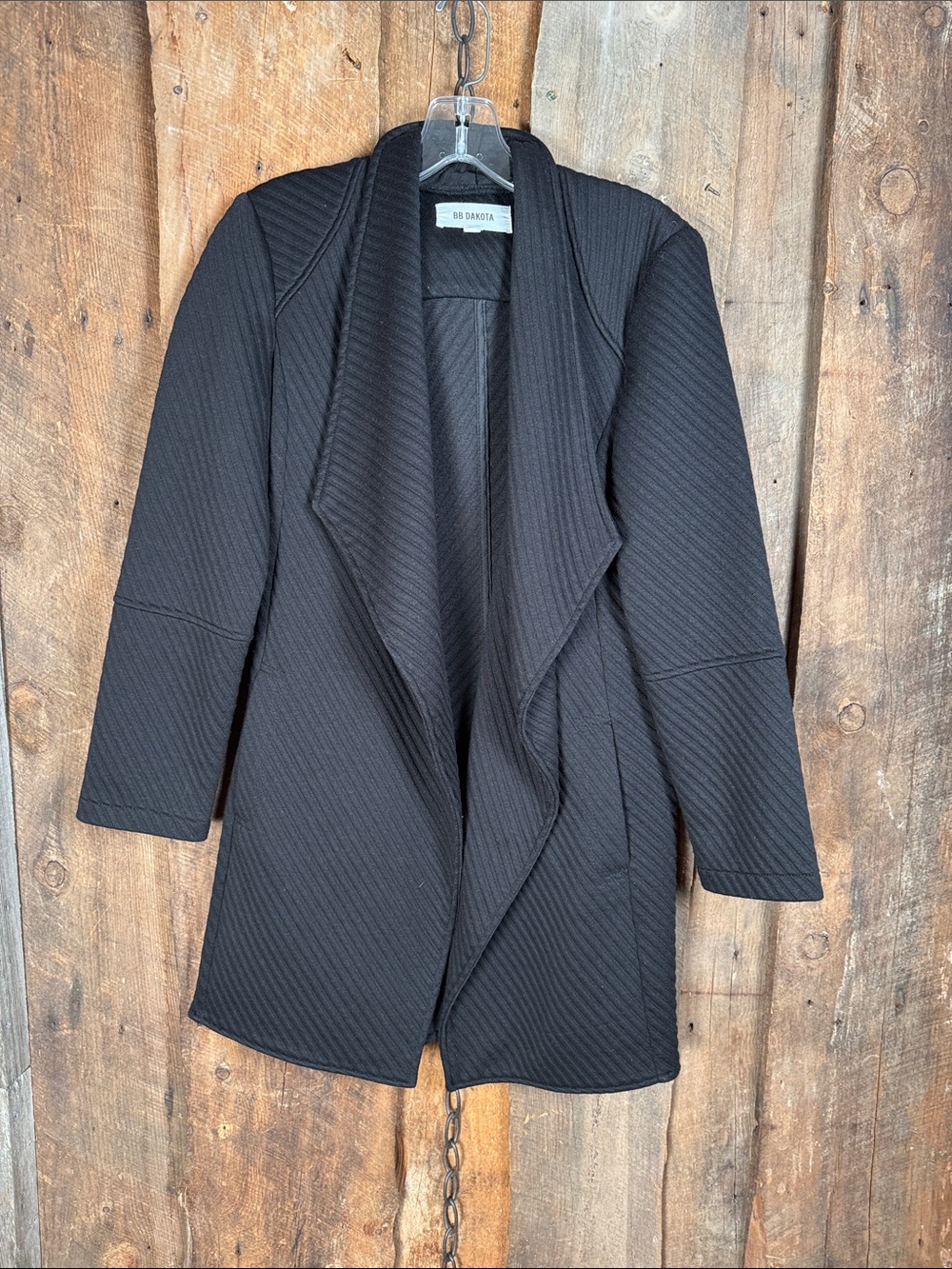 BB Dakota Black Quilted Open-Front Jacket